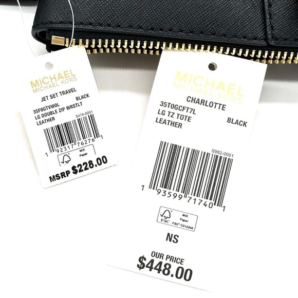 Michael Kors Large Charlotte Tote Bag & Large Double Zip Wallet Black - Picture 14 of 14